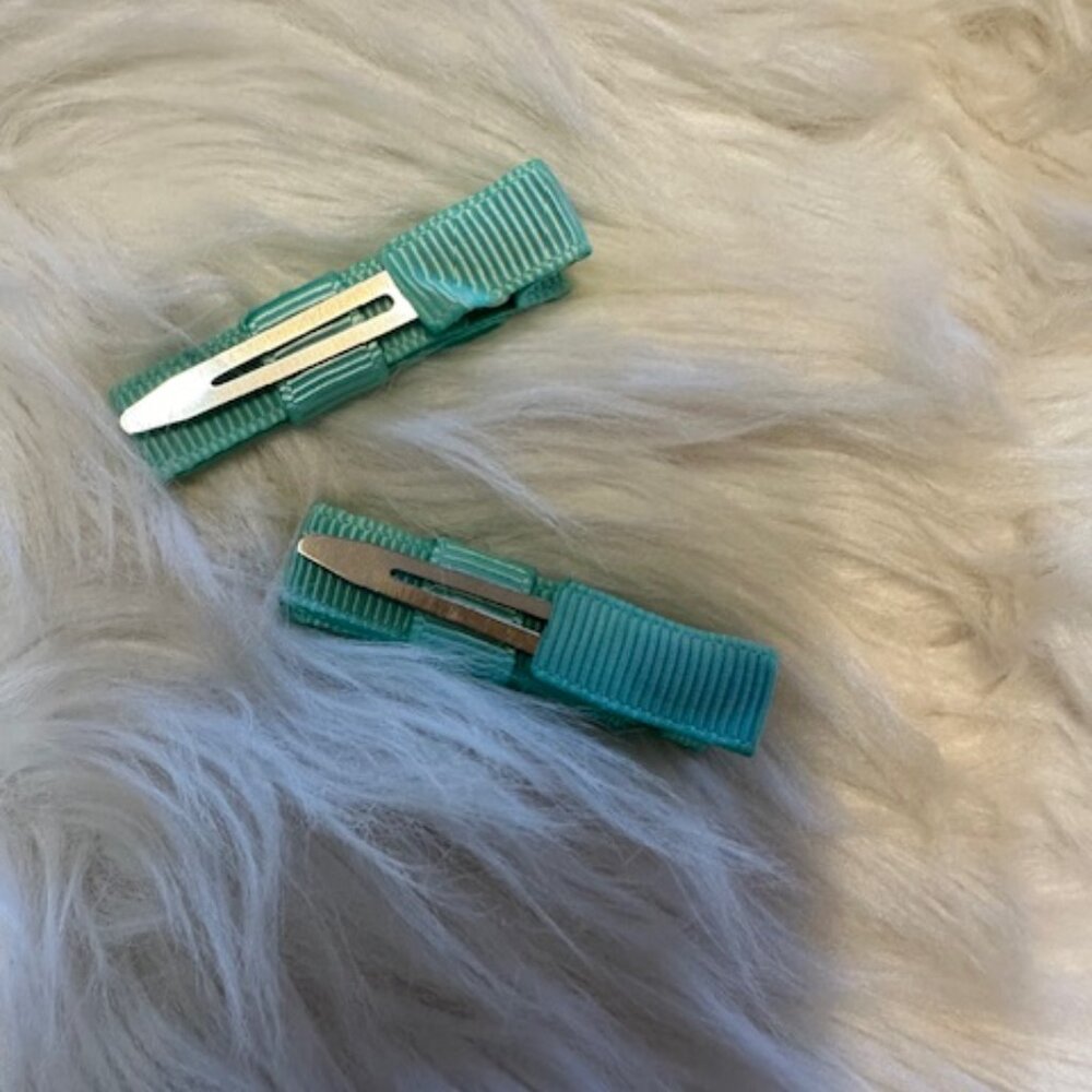 SET of 2" Aqua Tuxedo Bow   7764  Handmade NWT Boutique - Picture 2 of 2